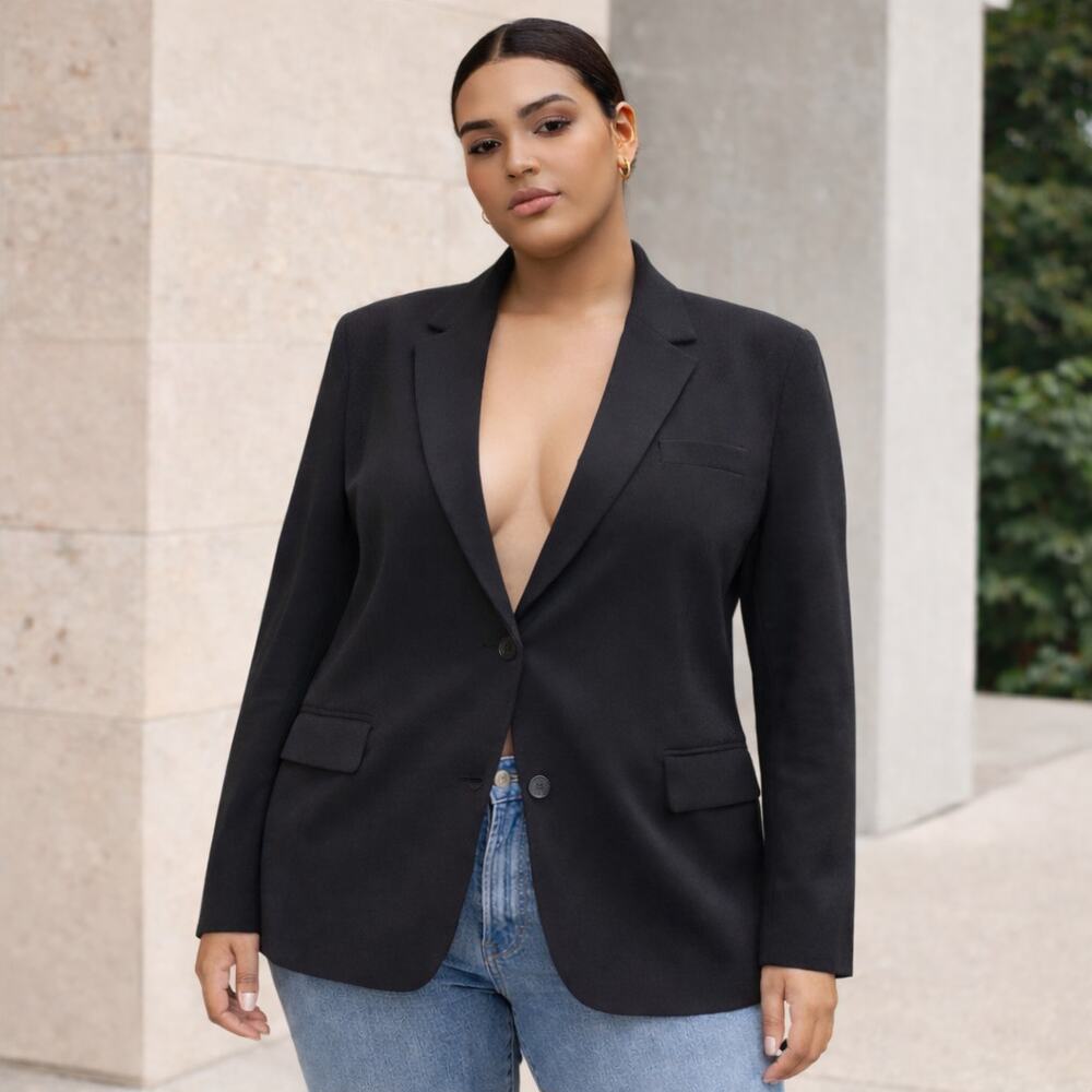 Babaton SZ 2X Power Blazer Single-Breasted 2-Button Wool Tailored Blazer